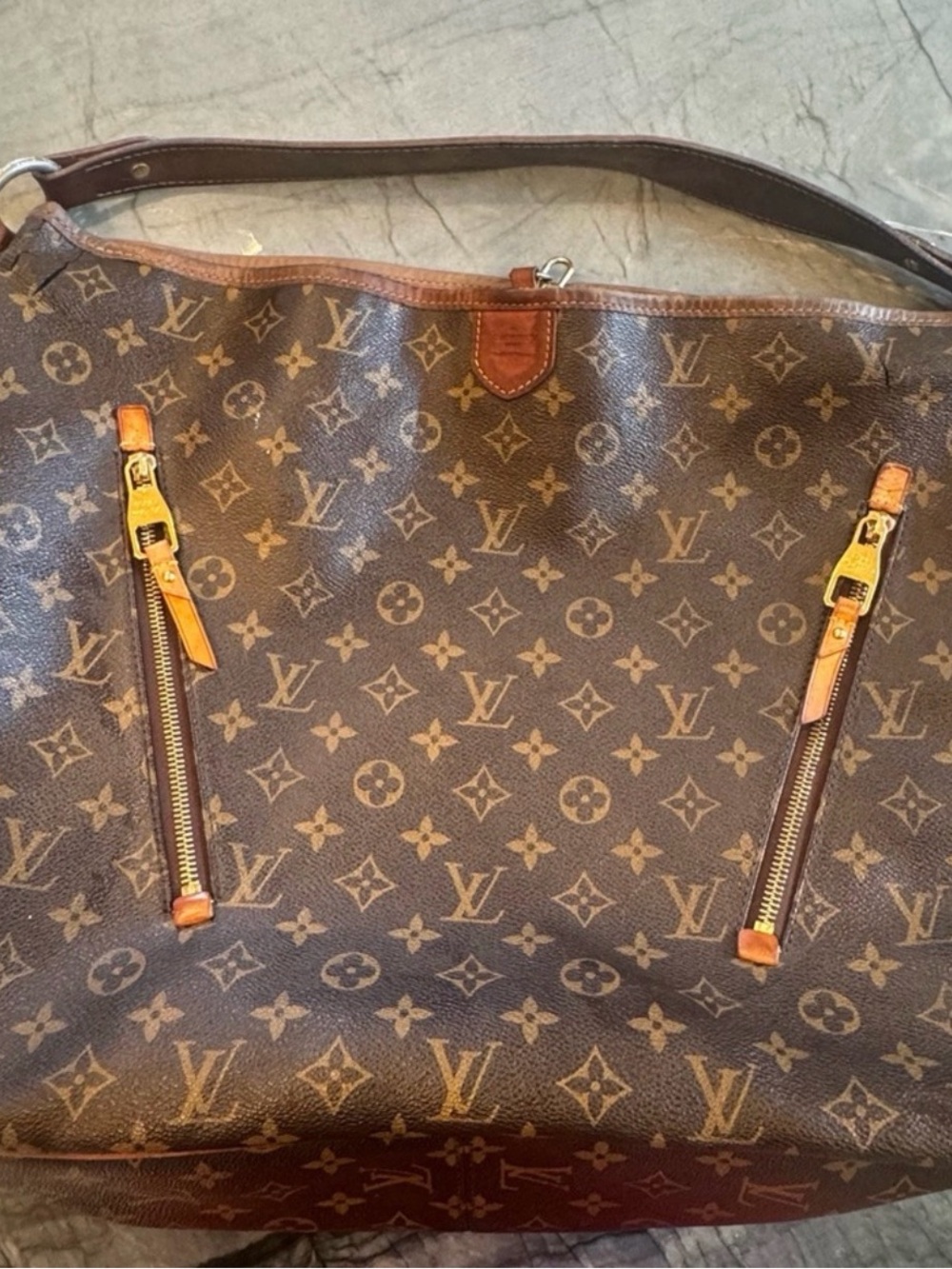 Louis Vuitton graceful Monogram Canvas Messenger Bag in Brown and Tan Accents